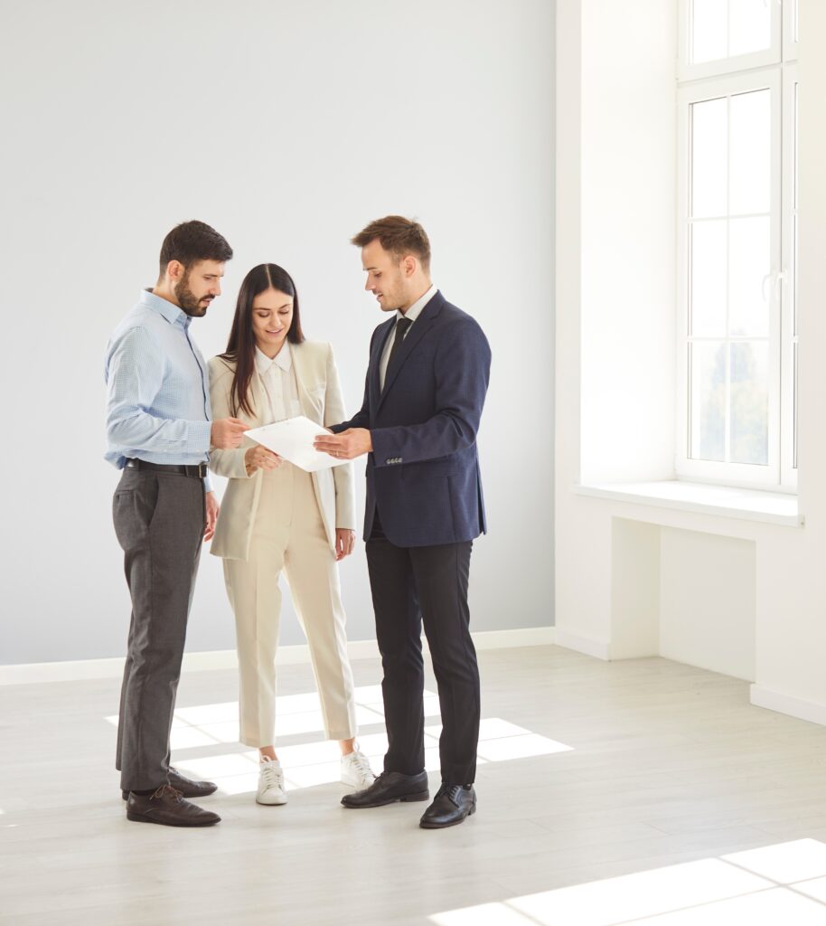 Property manager talking to people