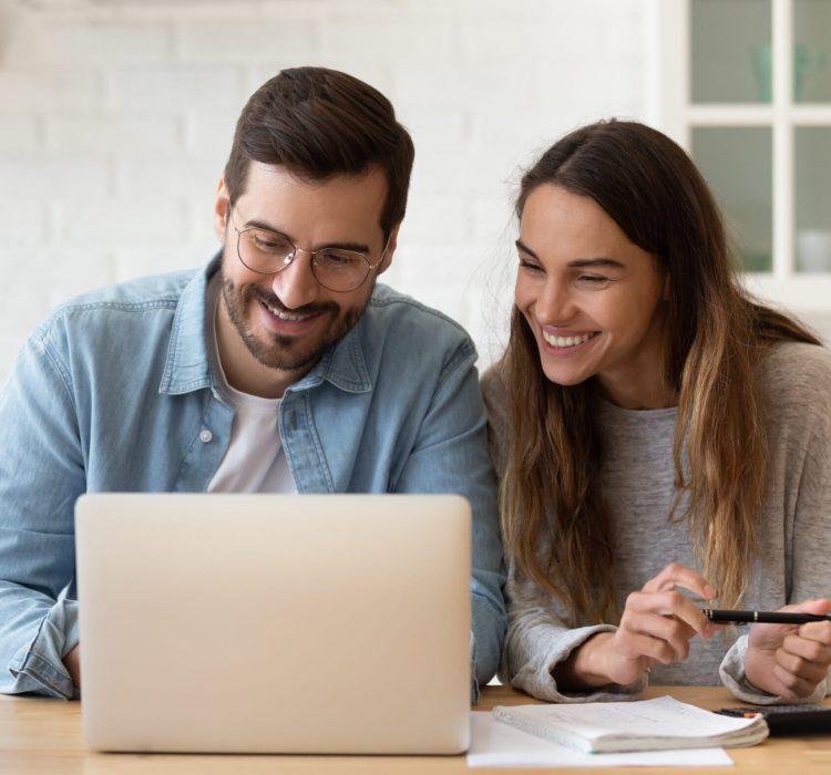 couple paying rent online