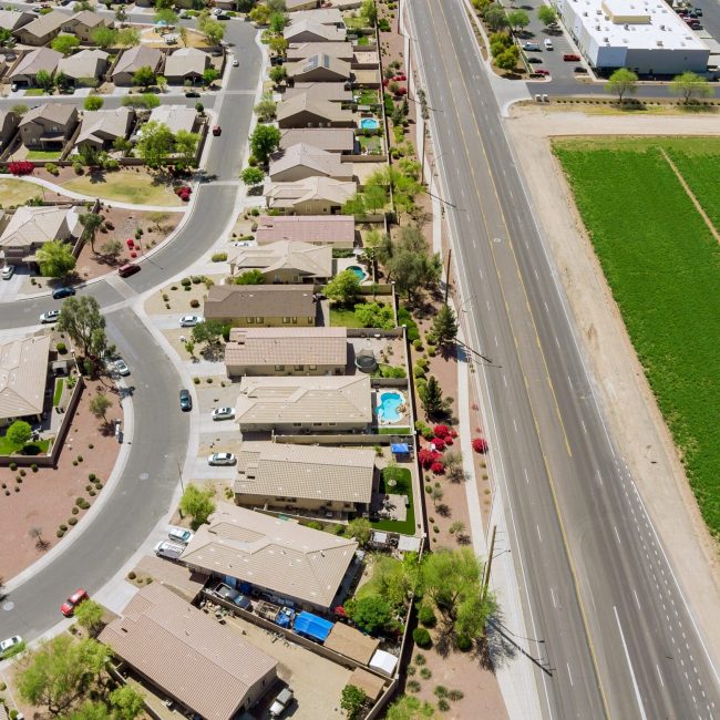 Aerial,View,On,The,Landscape,Of,The,Residential,Street,Of Aerial,View,On,The,Landscape,Of,The,Residential,Street,Of