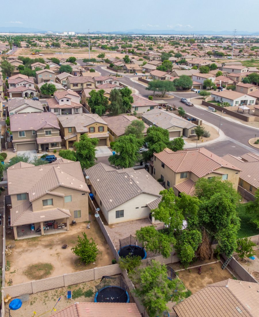 Aerial shot of arizona neighborhood